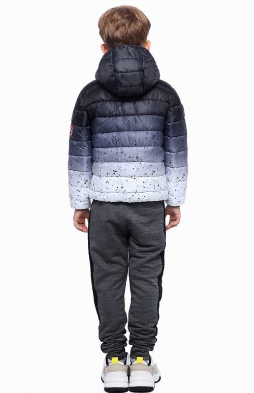 Rokka&rolla Kids' Reversible Lightweight Puffer Jacket In Dark Grey Space/hawaiian Ocean