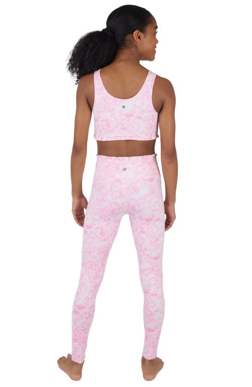 Shop Yogalicious Kids' Ruffle Sports Bra & Leggings Set In Faded Rose Sweet Lilac