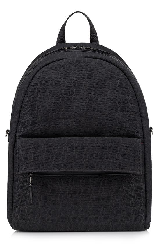 Christian Louboutin Zip 'n' Flap Jacquard Logo Backpack In Black/ Black/ Black