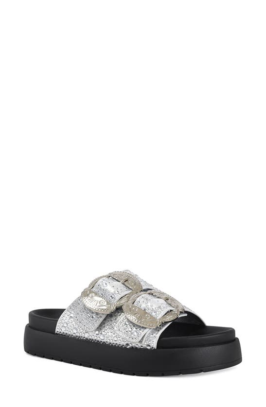 Shop Azalea Wang Lynel Flatform Slide Sandal In White