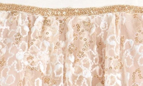 Zunie Kids' Ponte Sequin Party Dress In Ivory/gold