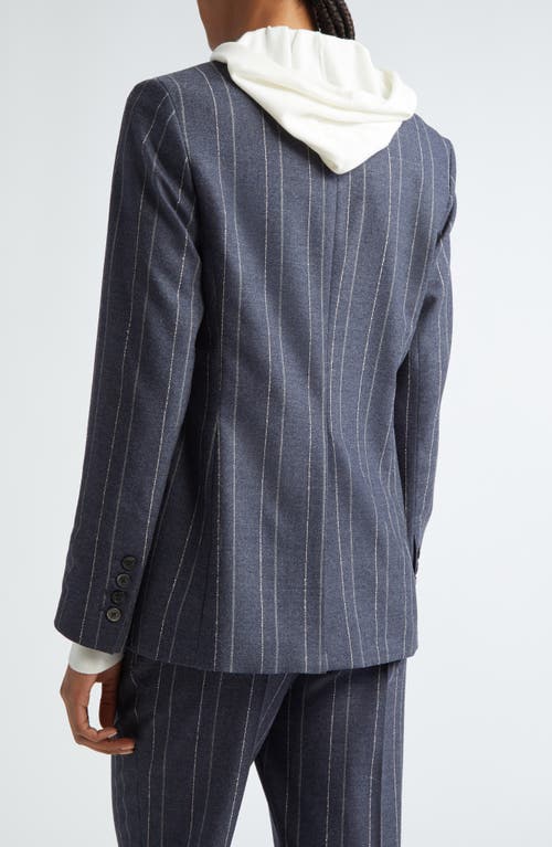 Shop Eleventy Pinstripe One-button Blazer In Navy