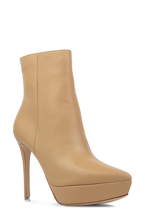 Winnie Pointed Toe Platform Bootie in Porcini Leather