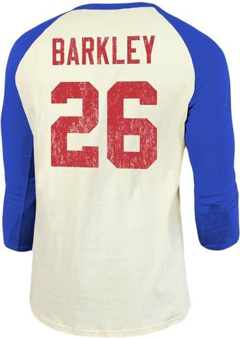 Majestic Threads Men's Majestic Threads Saquon Barkley Cream/Royal New York  Giants Vintage Player Name & Number 3/4-Sleeve Fitted T-Shirt