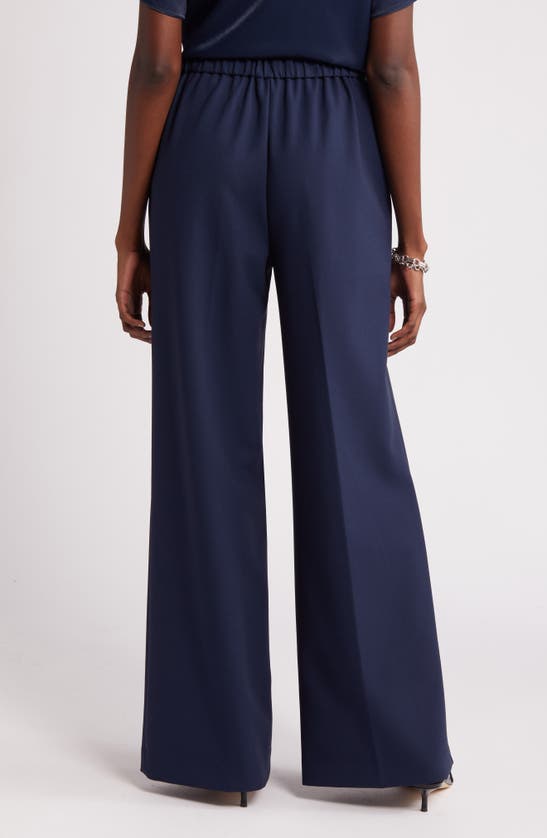 Shop Nordstrom Flat Front Wide Leg Pants In Navy Blazer