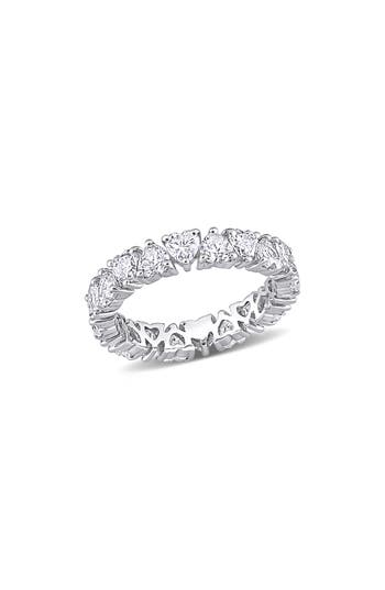Delmar Sterling Silver Lab Created Moissanite Heart Eternity Ring In White