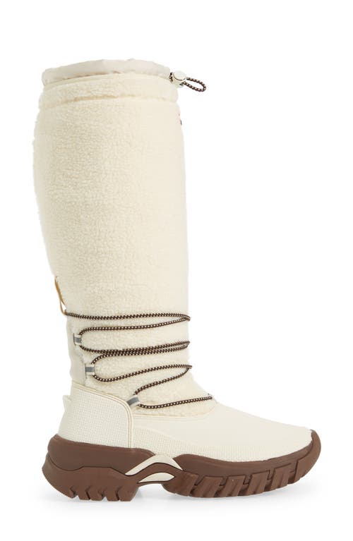 Shop Hunter Wanderer Fleece Waterproof Tall Boot In White Willow/brown Bolt