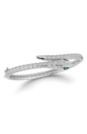 Chloe & Madison Chloe And Madison Cz Snake Bangle Bracelet In Silver