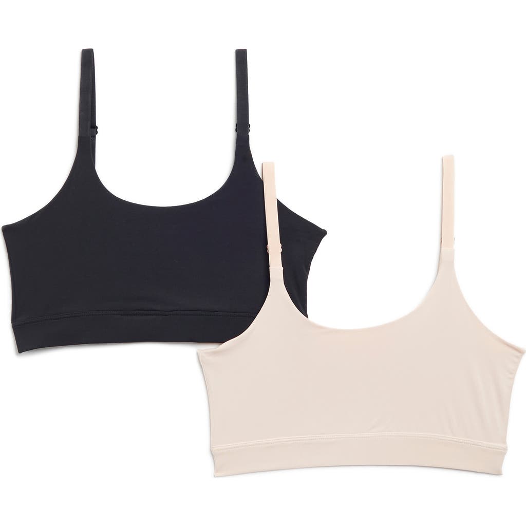Nordstrom Rack 2-pack Perfect Stretch Bralette In Pink Hero -black