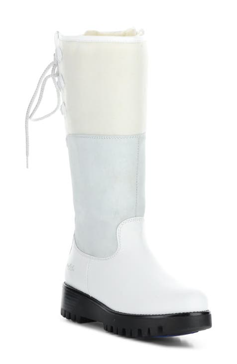 White Wide-Calf Boots for Women