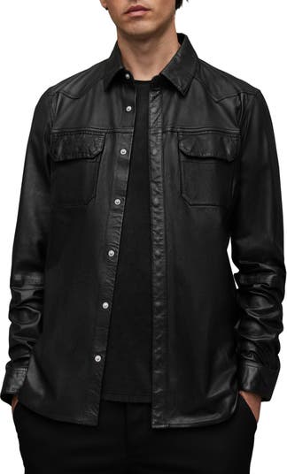 AllSaints Ivan Leather Shirt Jacket | Nordstrom