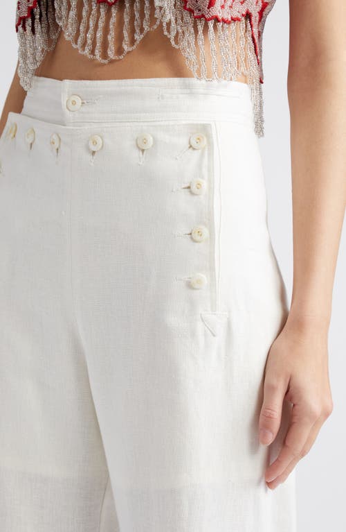 Shop Bode Linen Sailor Trousers In White