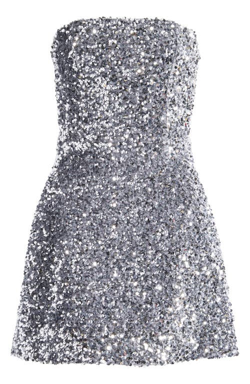 Helsi Linda Sequin Strapless Minidress In Platinum