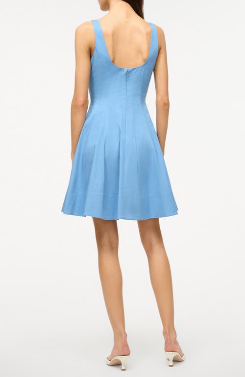 Shop Staud Wells Stretch Cotton Fit & Flare Dress In Azure