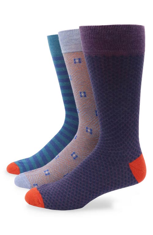 Lorenzo Uomo 3-Pack Assorted Socks in Teal