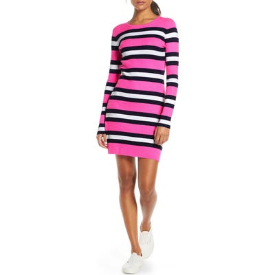 Lilly Pulitzer Adeen Stripe Long Sleeve Sweater Dress, Pink