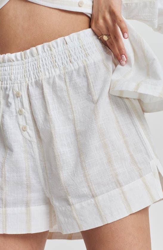 Shop Peachaus Lomandra Ethical-cotton Pajama Shorts In Summer Sand Beige