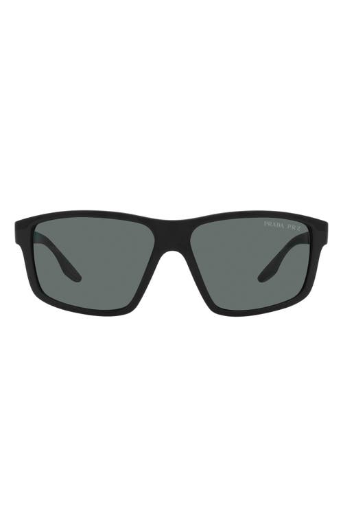 PRADA SPORT 60mm Rectangle Sunglasses in Dark Grey Polarized