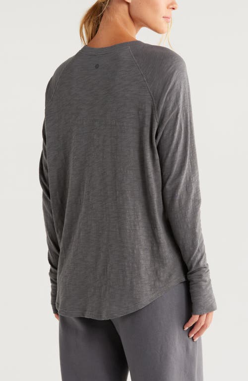 Shop Zella Relaxed Washed 2.0 Long Sleeve Slub Tee In Grey Forged