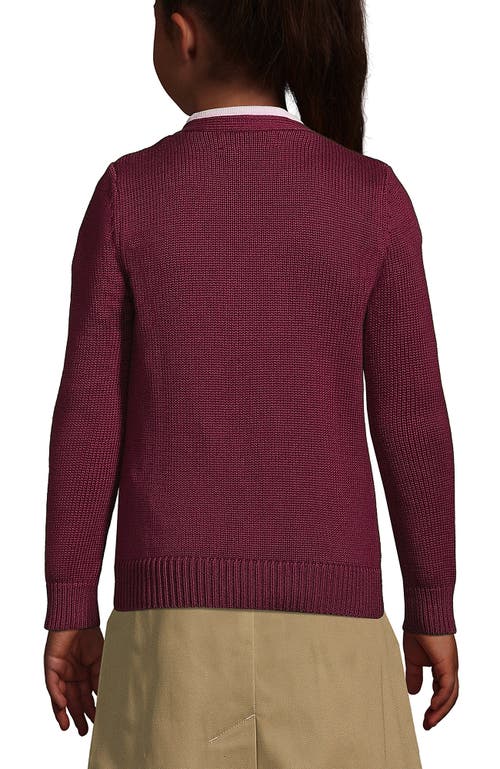 Shop Lands' End School Uniform Girls Cotton Modal Button Front Cardigan Sweater In Burgundy