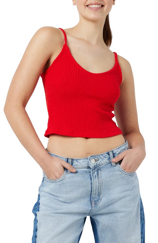Noisy May Gill Organic Cotton Blend Rib Camisole In Flame Scarlet