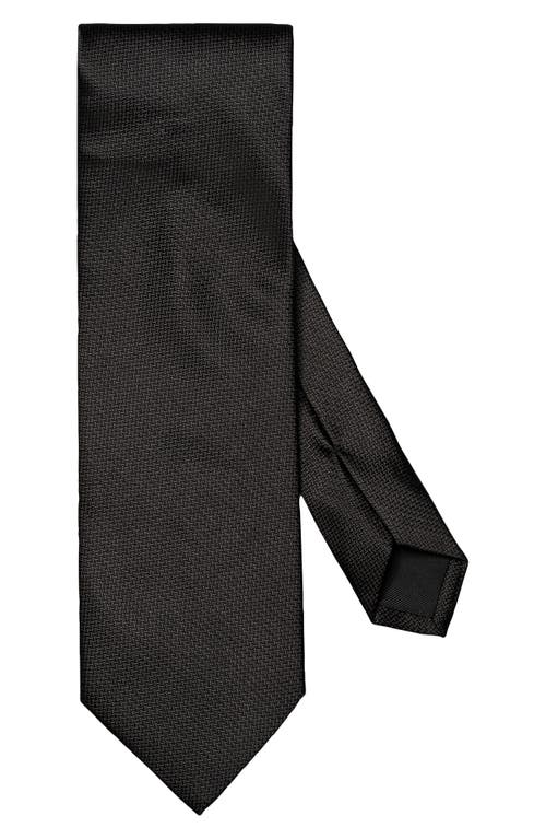 Eton Textured Solid Black Silk Tie 