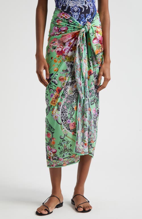 Glaze & Graze Print Layered Cover-Up Sarong in Porcelain Dream