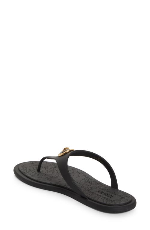 Shop Versace Medusa Flip Flop In Black/ Gold