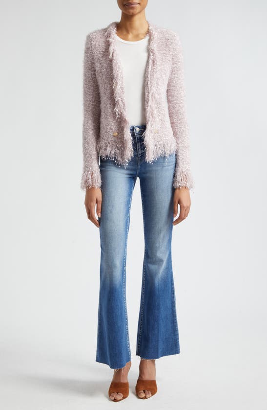 Shop L Agence Knit Cardigan In Dusty Pink