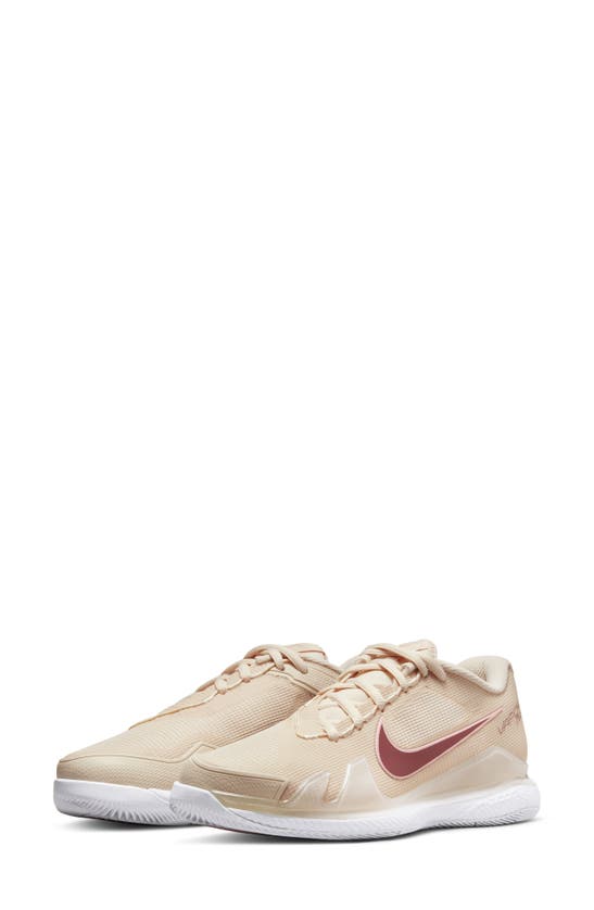 Nike Court Air Zoom Vapor Pro Tennis Shoe In Pearl White/ Canyon Rust
