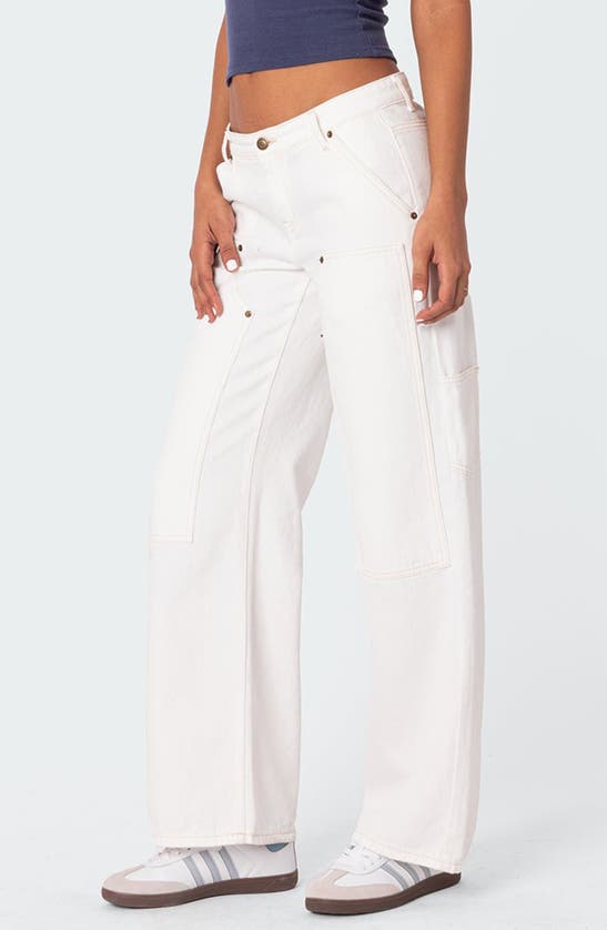 Shop Edikted Ayla Low Rise Carpenter Jeans In White