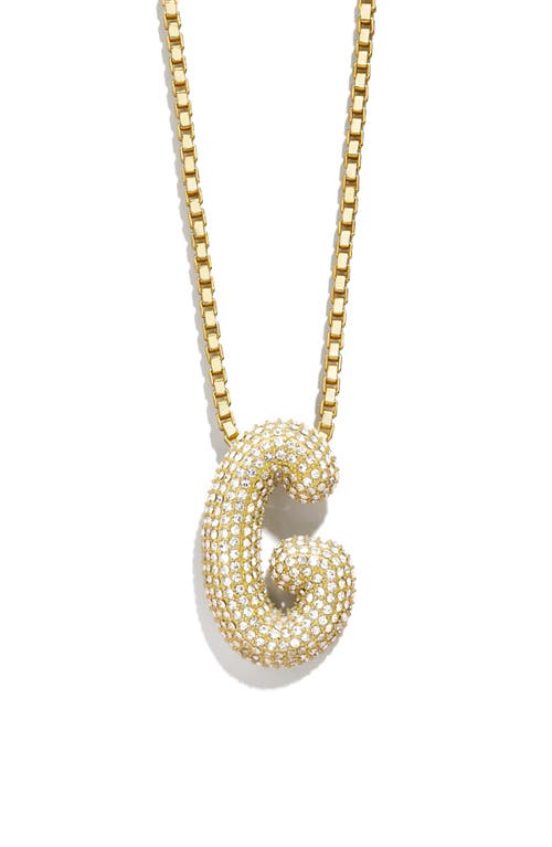 Pavé Crystal Bubble Initial Pendant Necklace in Gold G