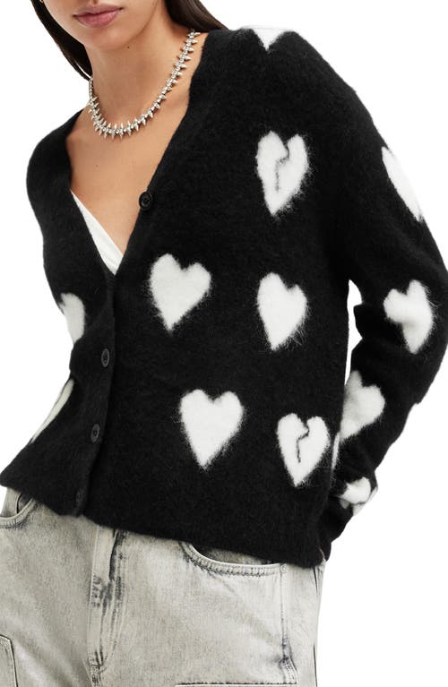 Shop Allsaints Amora Wool & Alpaca Blend Cardigan In Black/chalk White