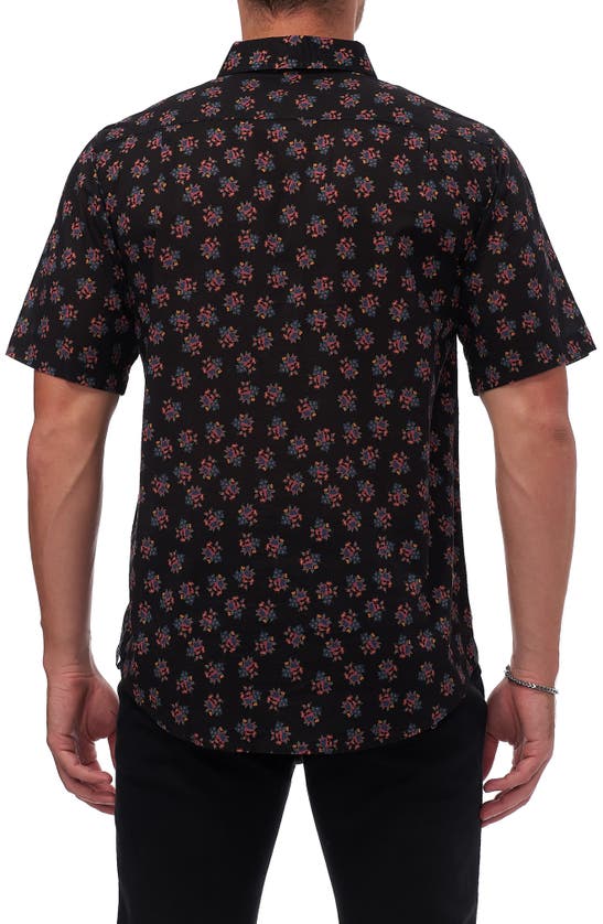 Shop Ezekiel Grom Short Sleeve Cotton Button-up Shirt In Black
