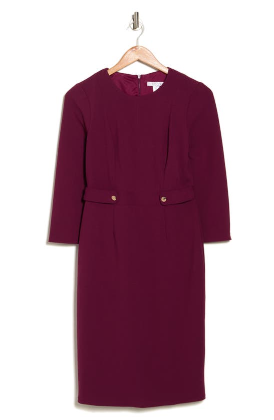 London Times Three-quarter Sleeve Sheath Dress In Mulberry