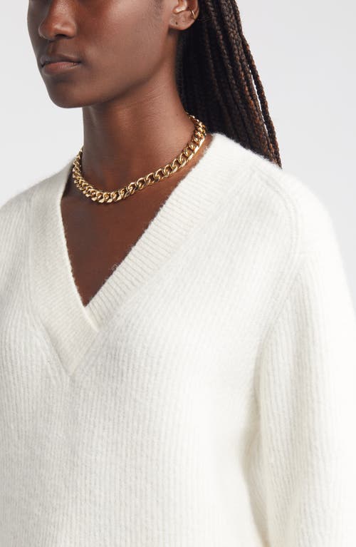 Shop Nordstrom Rib V-neck Sweater In Ivory Pristine