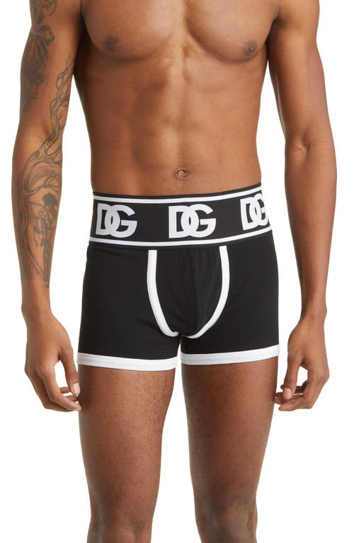 Dolce & Gabbana DG Logo Band Stretch Cotton Boxer Briefs in Black/Whit