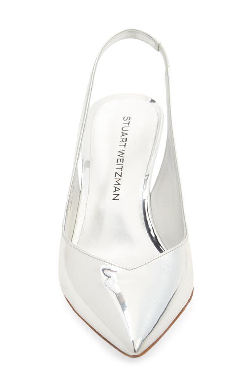 Shop Stuart Weitzman Eva Pointed Toe Slingback Pump In Silver