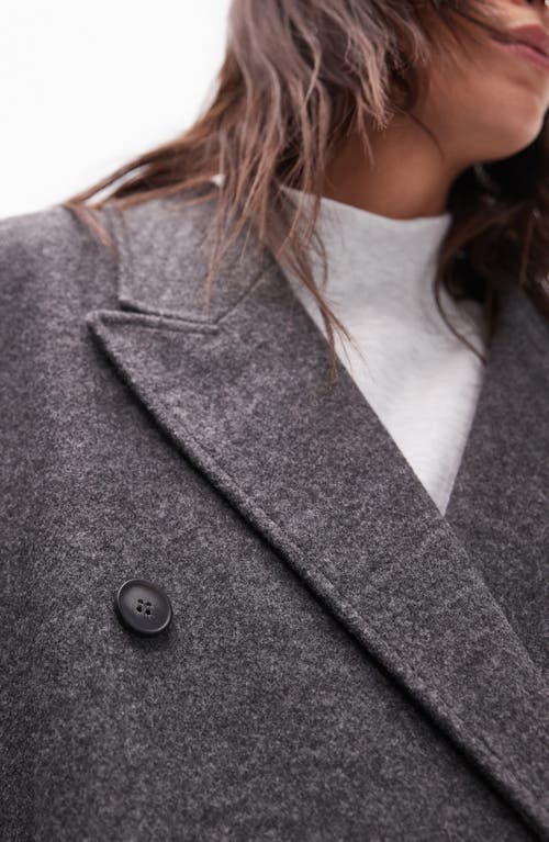 Shop Topshop Oversize Double Breasted Coat In Grey