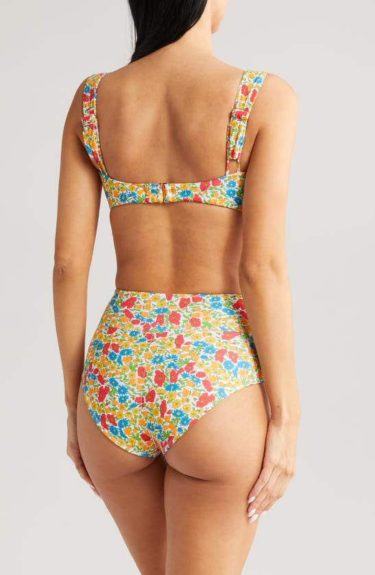 Shop Montce X Liberty Victoria Ruched Bandeau Bikini Top In Poppy And Daisy