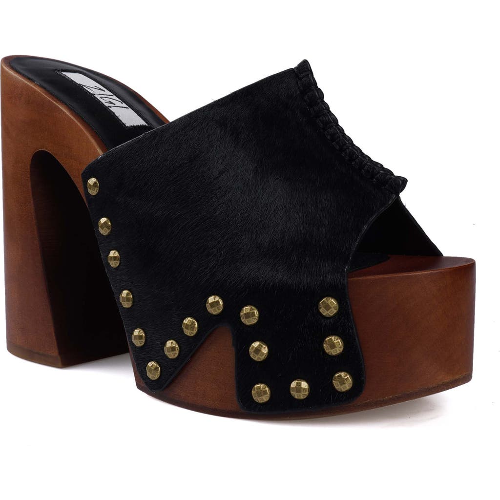 Zigi Yama Platform Slide Sandal In Black Calf Hair