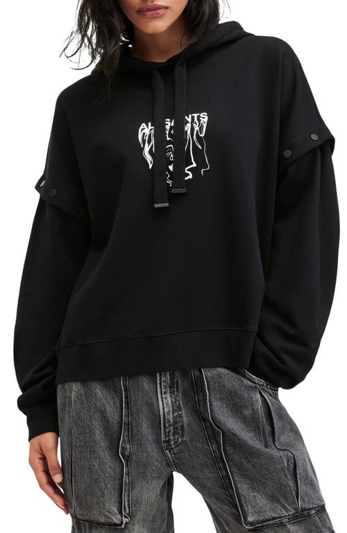 Shop Allsaints Inksaints Amphia Cotton Graphic Hoodie In Black