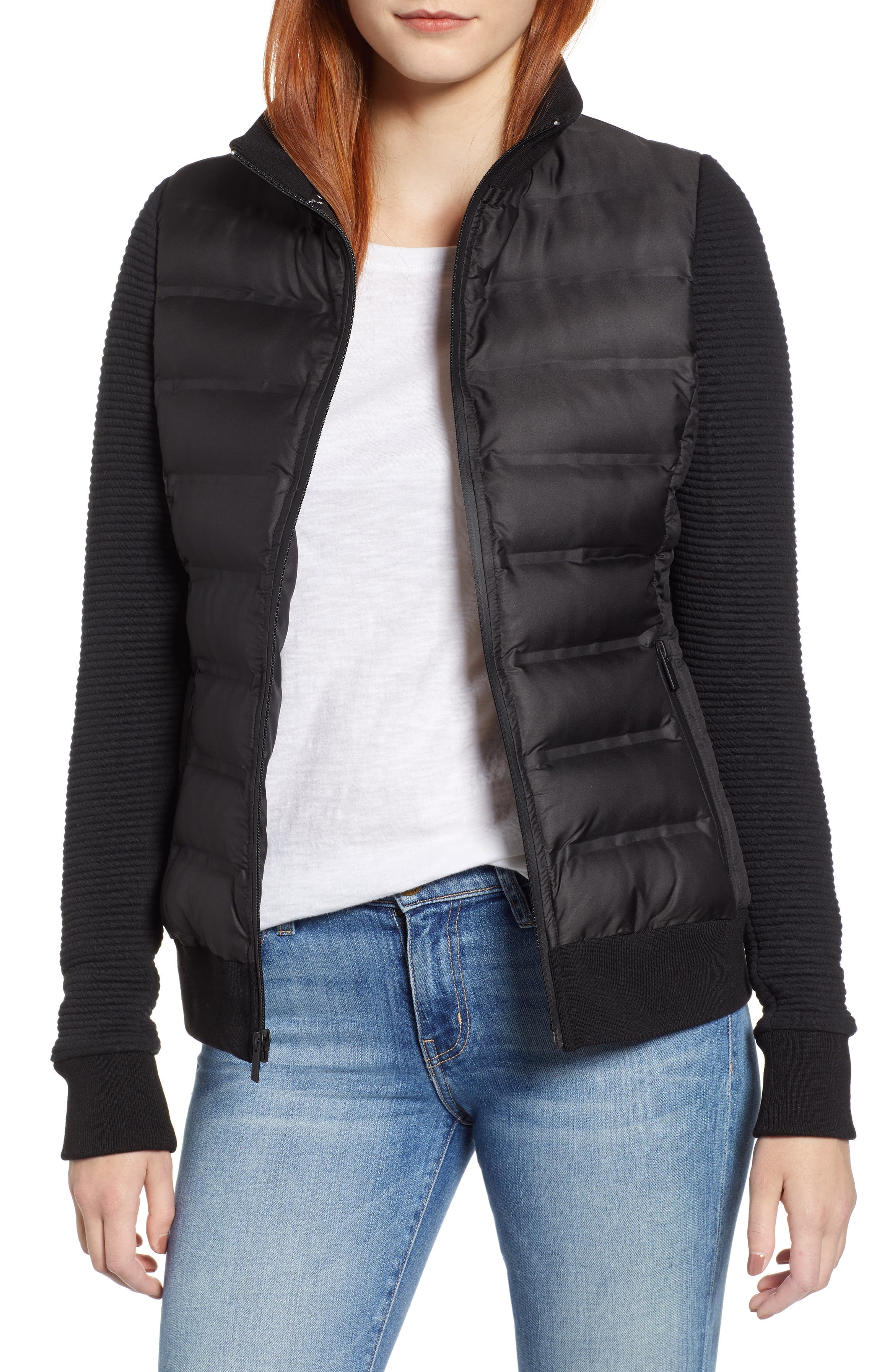 Marc New York Puffer Jacket with Knit Sleeves Nordstrom
