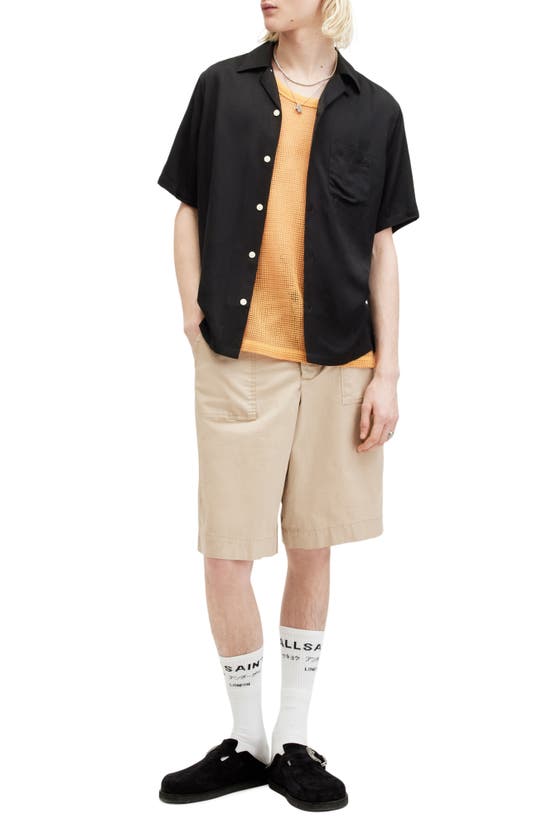 Shop Allsaints Sunsmirk Embroidered Camp Shirt In Jet Black