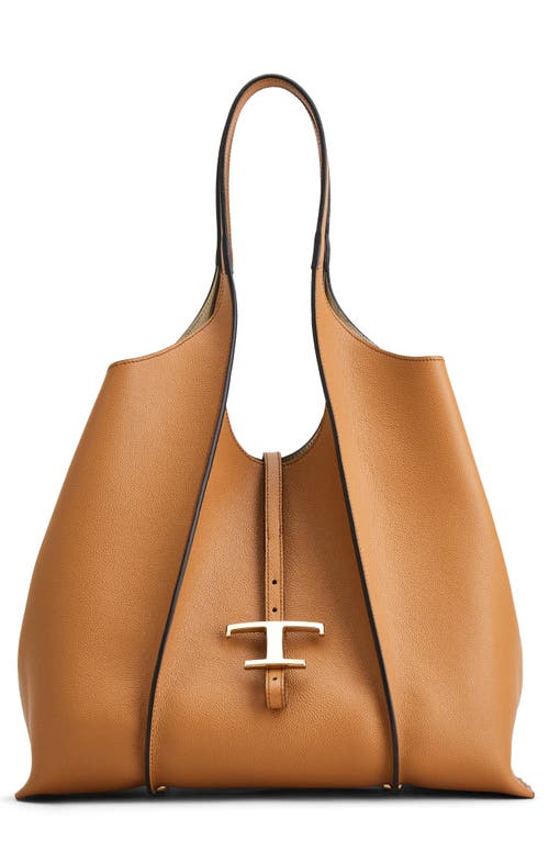 Tod's Timeless Shopping Bag In Leather Medium In Kenia Scuro