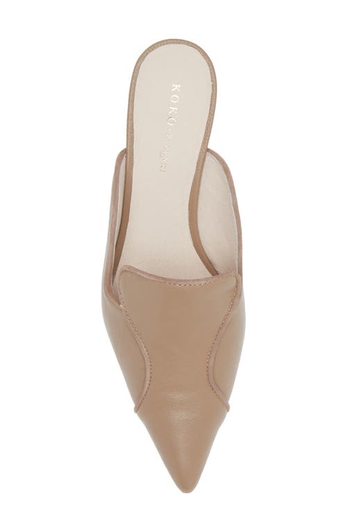 Shop Koko + Palenki Parker Pointed Toe Kitten Heel Mule In Camel Leather