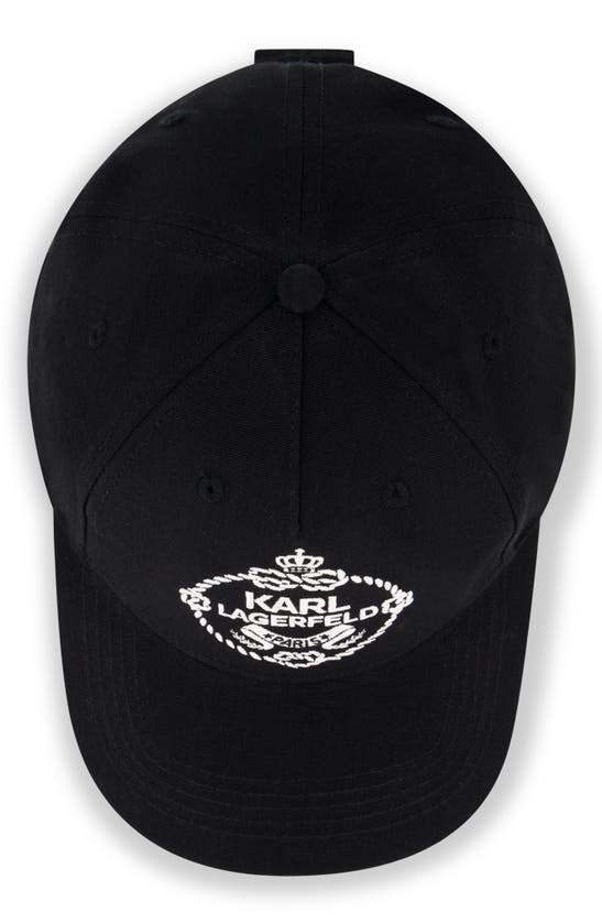 Shop Karl Lagerfeld Crest Logo Baseball Cap In Black