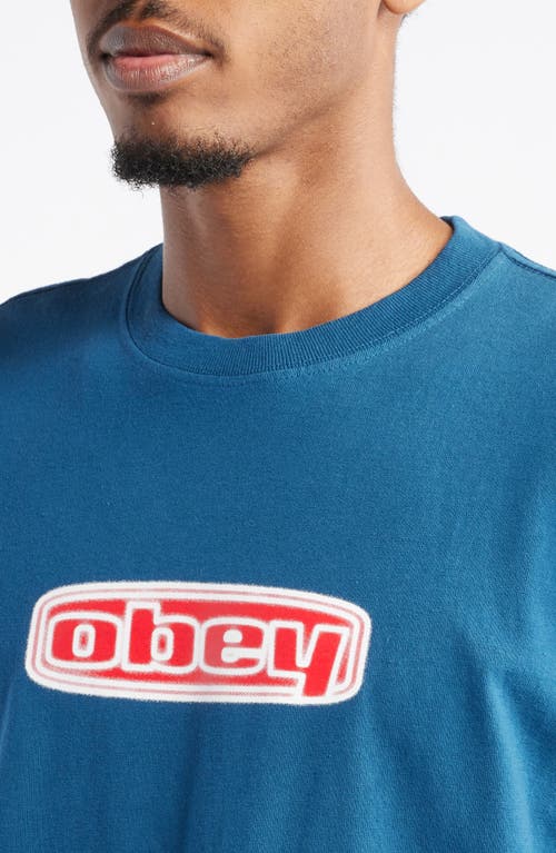 Shop Obey Oval Logo Graphic T-shirt In Legion Blue