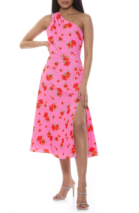 Alexia Admor Women's Fay One Shoulder Midi Fit And Flare Dress In Pink Floral