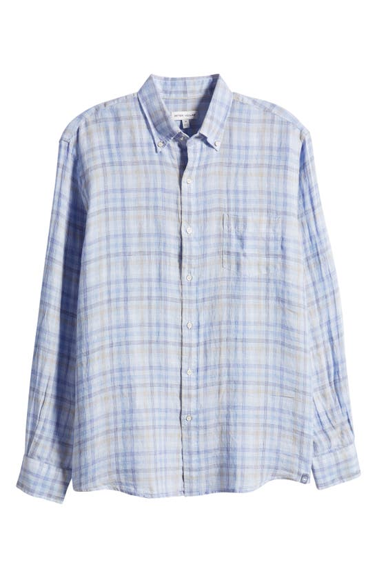 Peter Millar Regular Fit Beachwood Linen Shirt In Blue Sound | ModeSens
